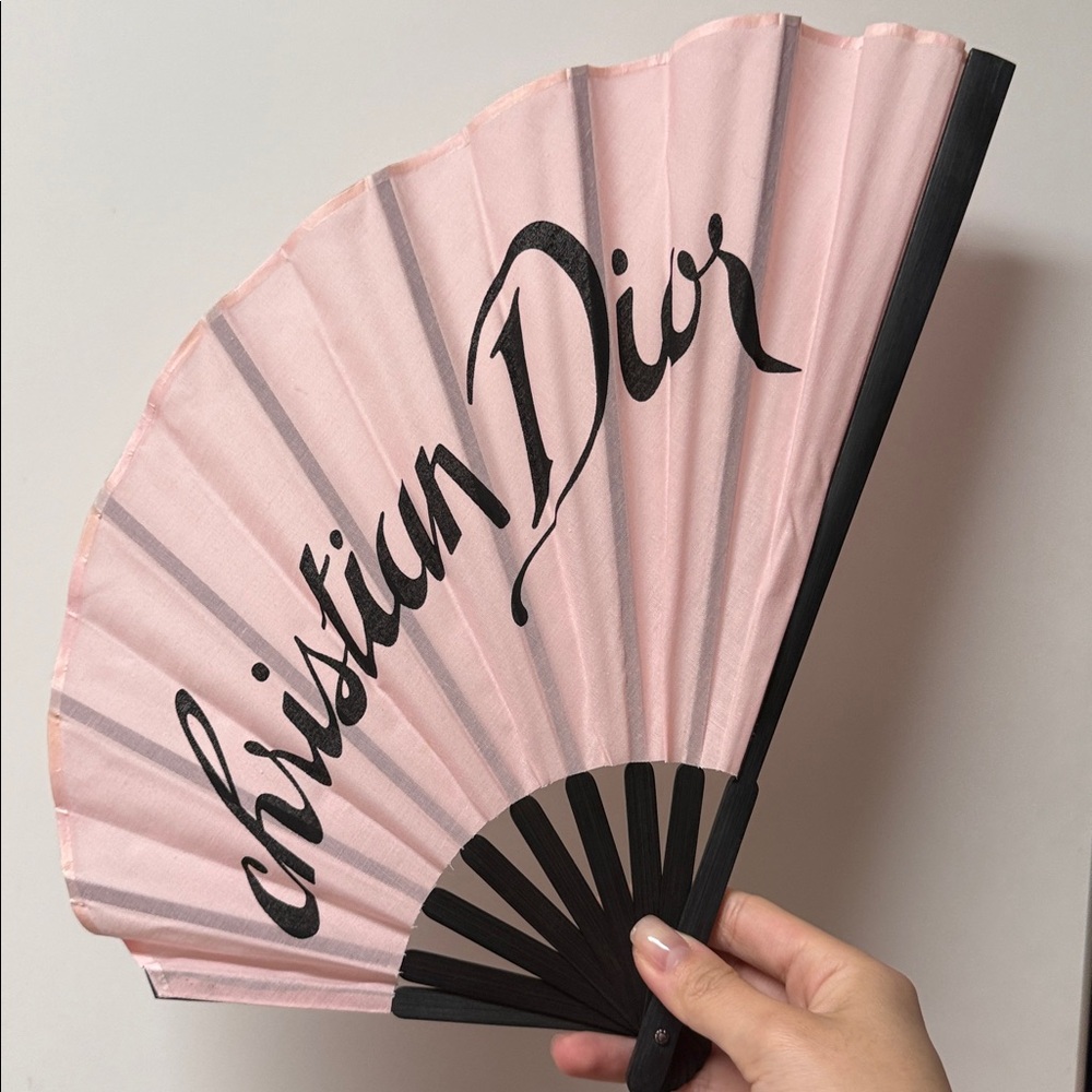 Vintage DIOR PINK LOGO WOODEN FAN